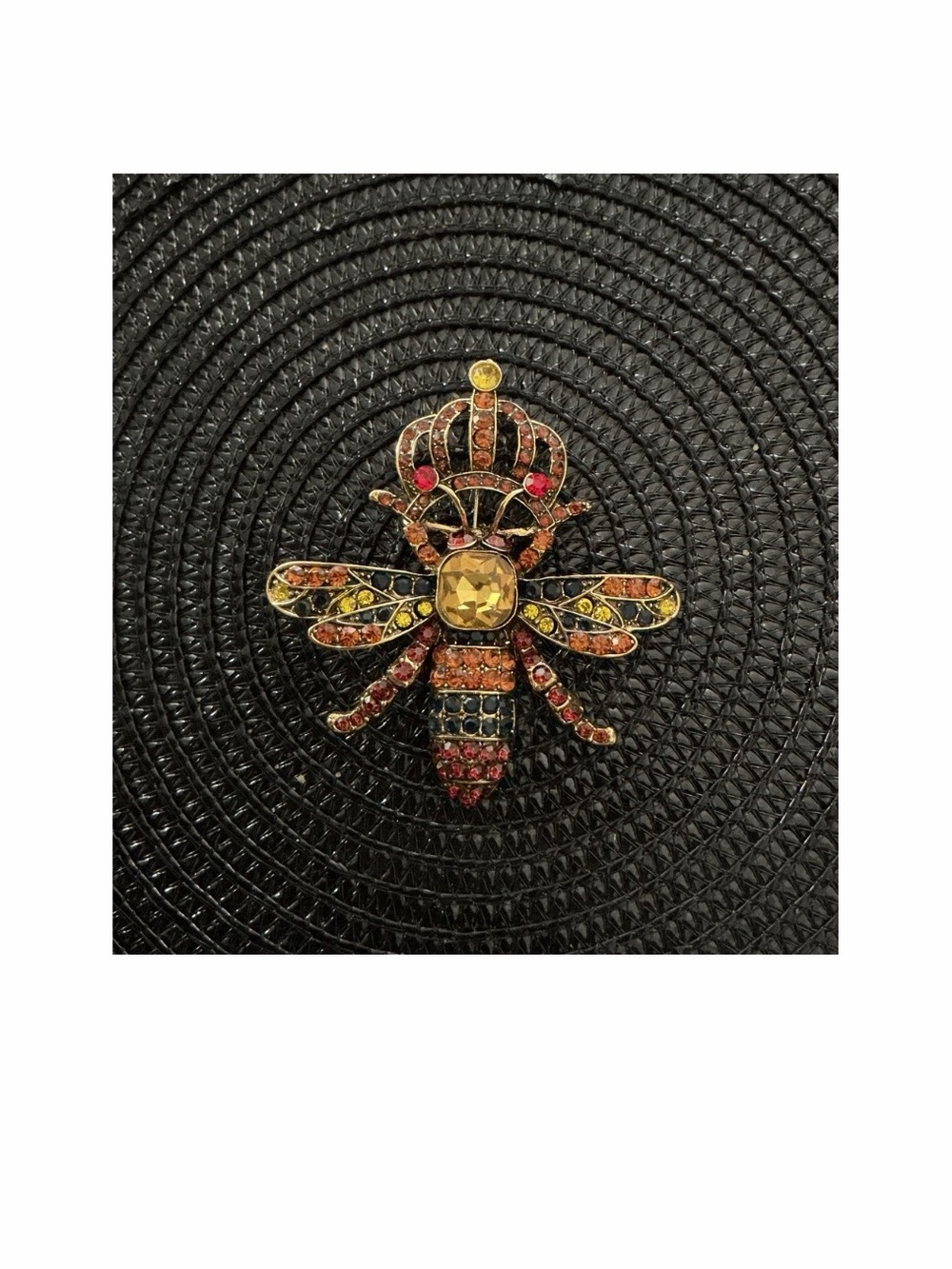 Jeweled Bee with Yellow and Red Accents Brooch